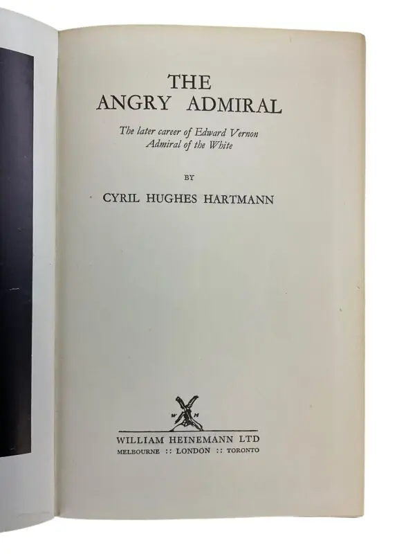 British RN Navy The Angry Admiral Cyril Hughes Hartmann Hardcover Reference Book