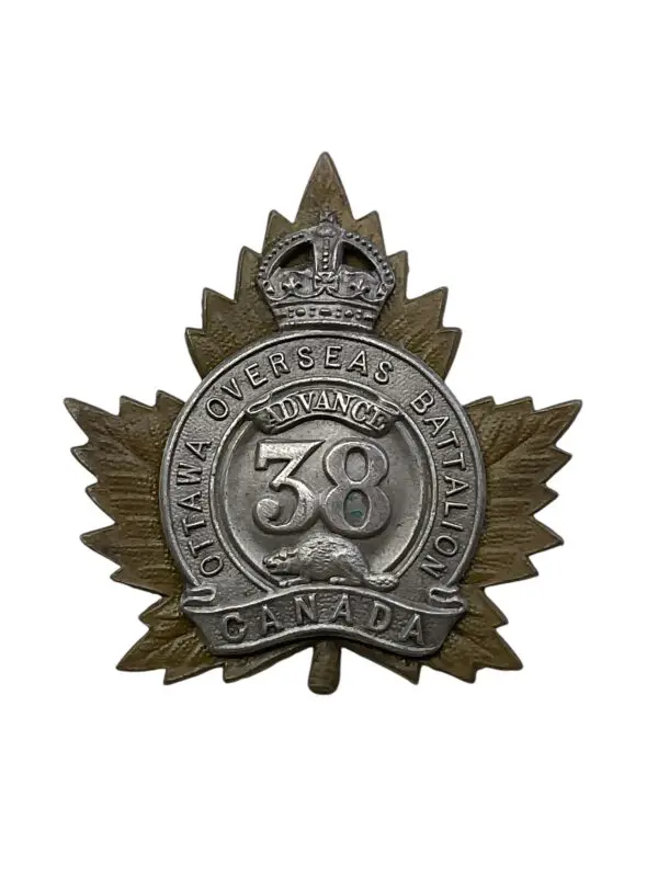 WW1 Canadian CEF 38th Battalion Officers Cap Badge