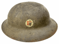 WW1 US AEF E Patch Painted Brodie Helmet
