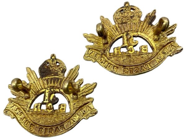 Canadian Militia 31st British Columbia Horse Officers Collar Badge Insignia Pair