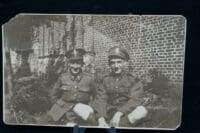 WW1 Canadian CEF  two Soldiers sitting informal Postcard