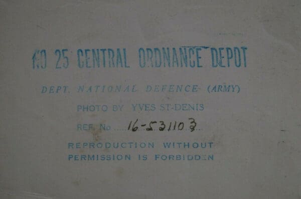 Cold War Era Canadian No 25 Central Ordnance Depot DND Army RCOC Photo