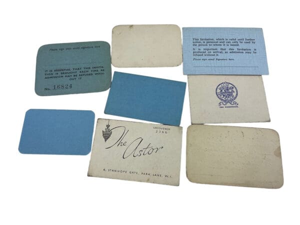 WW2 Royal Canadian Navy Volunteer Reserve Officers London Club Card Memberships - Image 2