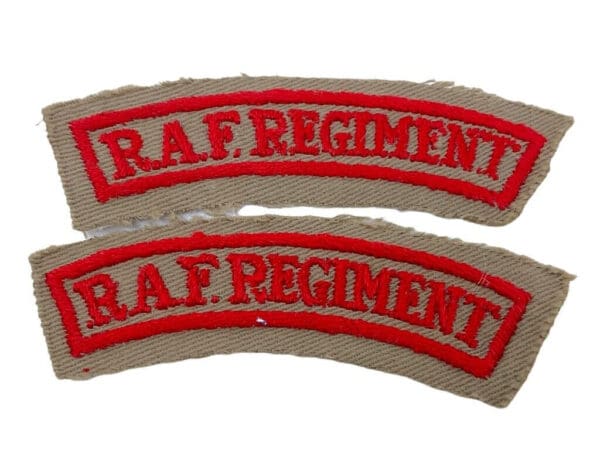 WW2 British RAF Regiment Desert Shoulder Titles Insignia Pair