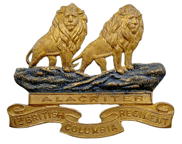 Canadian Militia 1st British Columbia Regiment Officers Cap Badge