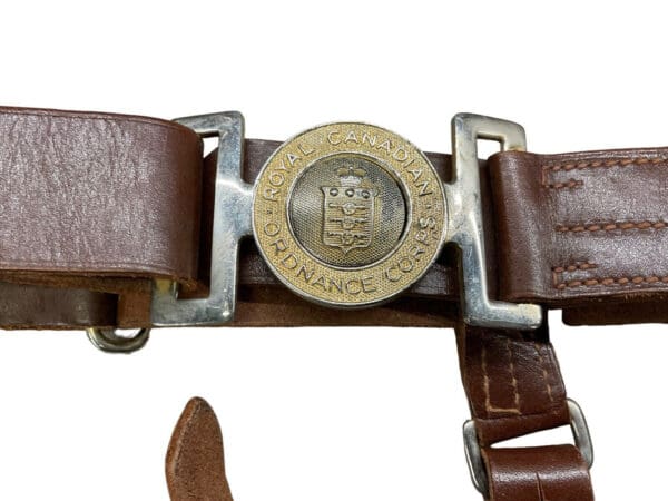 Royal Canadian Ordnance Corps Officers Brown Leather Belt With Buckle & Hangers