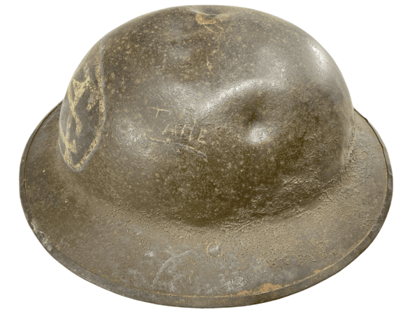 WW1 US AEF Motor Transport Corps Named Patch Painted Brodie Camouflage Helmet