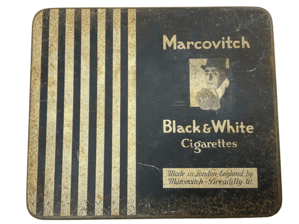 WW2 British Canadian NAFFI Stores Cigarette Tin Marked Black & White