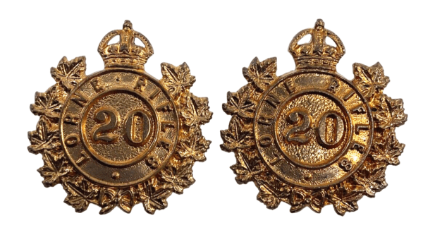 Canadian Militia 20th Lore Rifles Collar Badge Insignia Pair