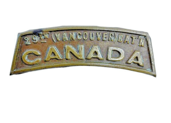 WW1 Canadian CEF 29th Battalion Vancouver Metal Shoulder Title Single