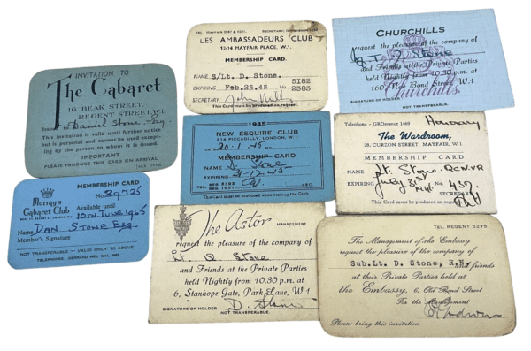 WW2 Royal Canadian Navy Volunteer Reserve Officers London Club Card Memberships