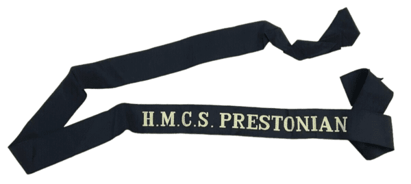 Royal Canadian Navy HMCS Prestonian Cap Tally Full Length