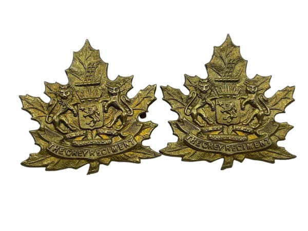 Canadian Militia The Grey Regiment Collar Badge Insignia Pair