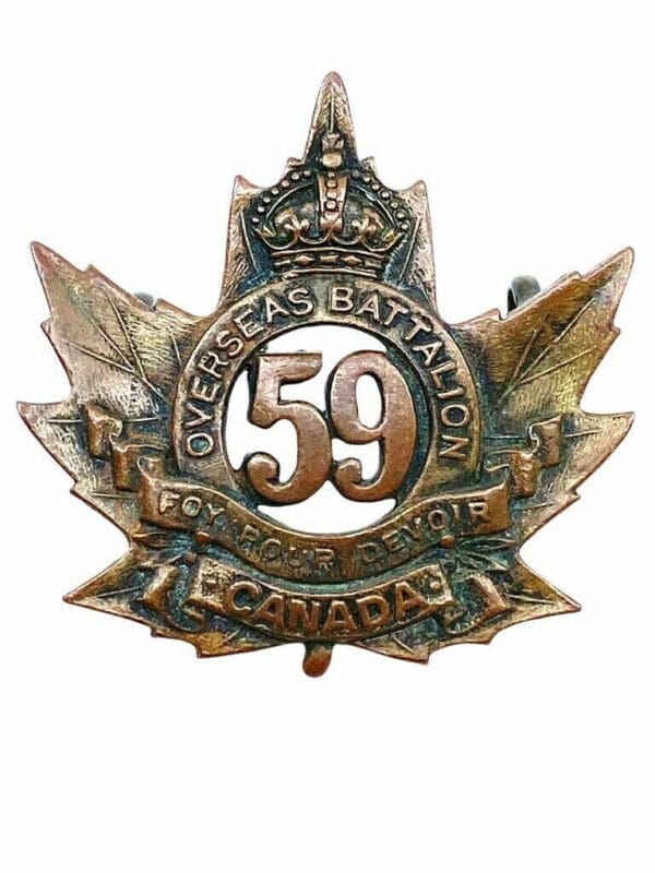 WW1 Canadian CEF 59th Battalion 59A Cap Badge Insignia