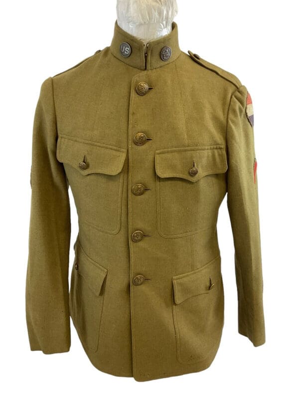 WW1 US AEF General Headquarters Sergeant Quartermaster Disc Collar Uniform Tunic