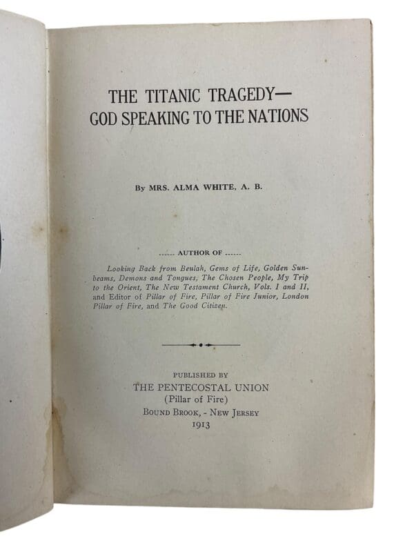 Britain Naval The Titanic Tragedy God Speaking To The Nations  Reference Book