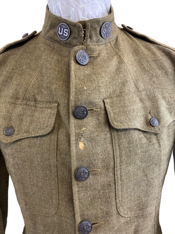 WW1 US AEF Air Service Corporal Signals Collar Disc Other Ranks Tunic Initialed - Image 4