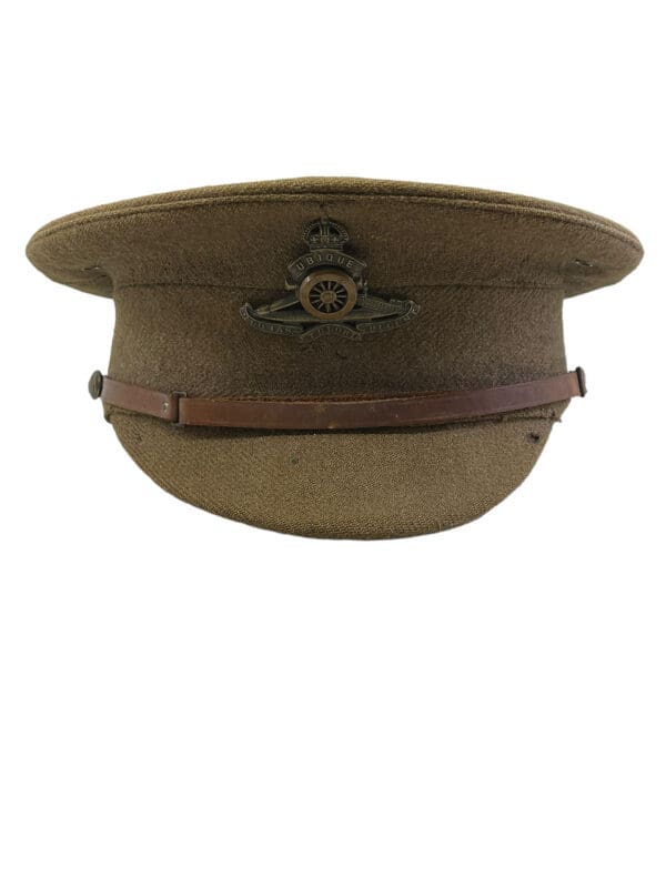 WW1 Canadian CEF 1902 Pattern Other Ranks CFA Artillery Peak Cap Hat Size 7 C Broad Arrowed