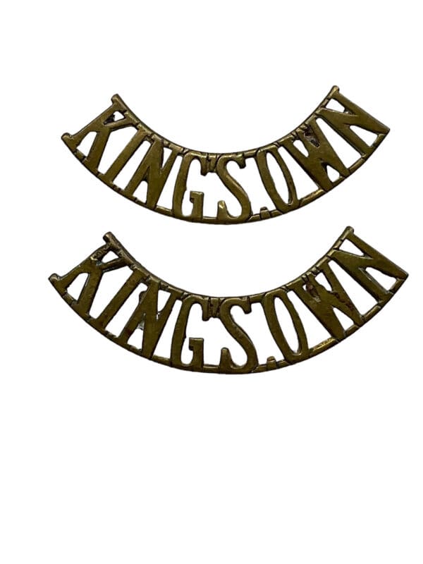 WW2 British Kings Own Royal Lancaster Regiment Shoulder Title Insignia Pair