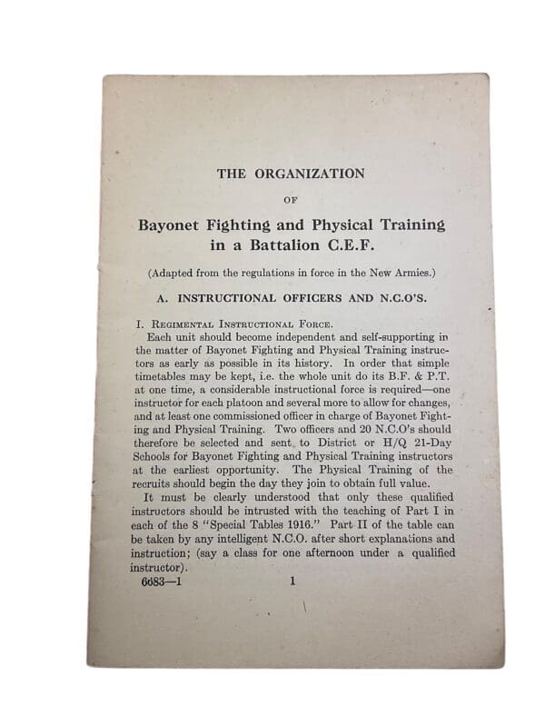 WW1 Canadian CEF Bayonet Fighting and Physical Training 1916 Manual - Image 3