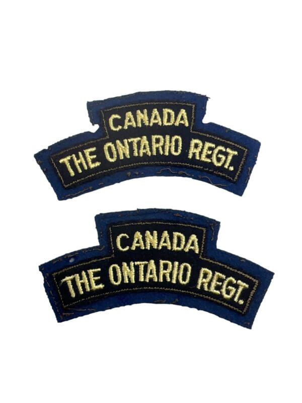 WW2 Canadian Ontario Regiment Shoulder Titles Insignia Pair