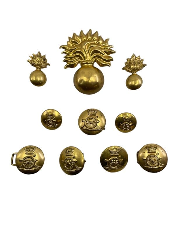 British Victorian Artillery Officers Cap Badge Collars Buttons and Cape Closure Lot