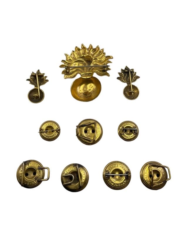 British Victorian Artillery Officers Cap Badge Collars Buttons and Cape Closure Lot