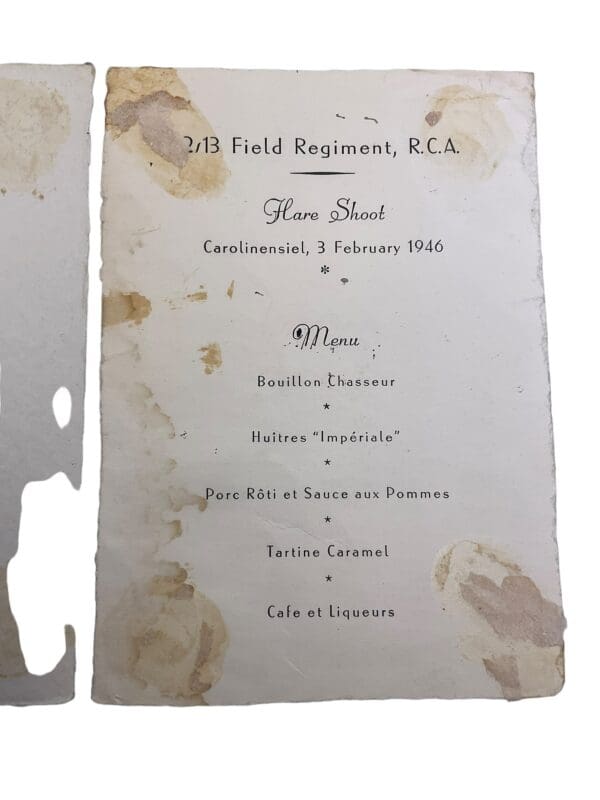 2/13th Canadian Field Artillery Signed Officers Mess Dinner Shoot - Image 3