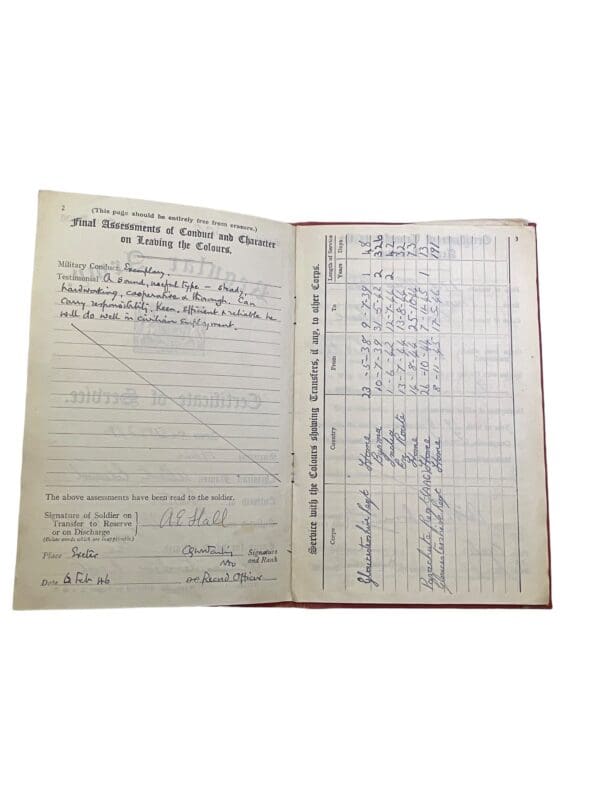 WW2 British Parachute Regiment Gloucestershire Certificate of Service Book - Image 6