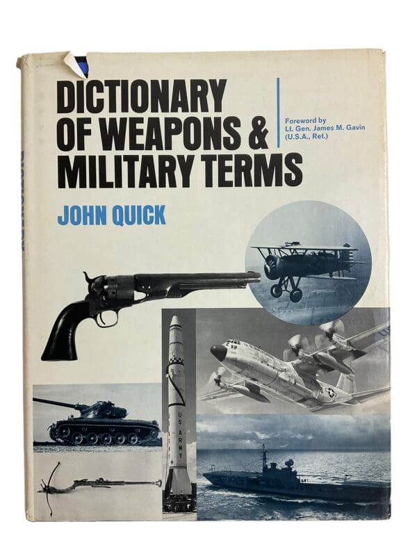 Dictionary of Weapons and Military Terms John Quick Hardcover Reference Book