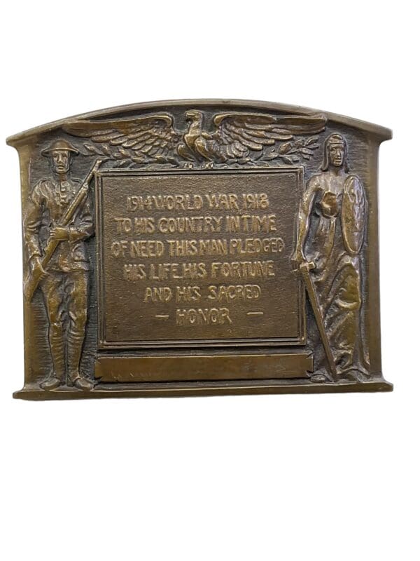 WW1 US AEF Bronze Memorial Plaque 6 X 5 Highton and Sons