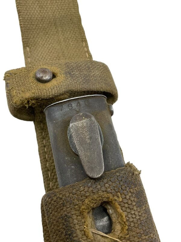 WW2 German K98 Bayonet Scabbard With Cut Tropical Web Frog - Image 5