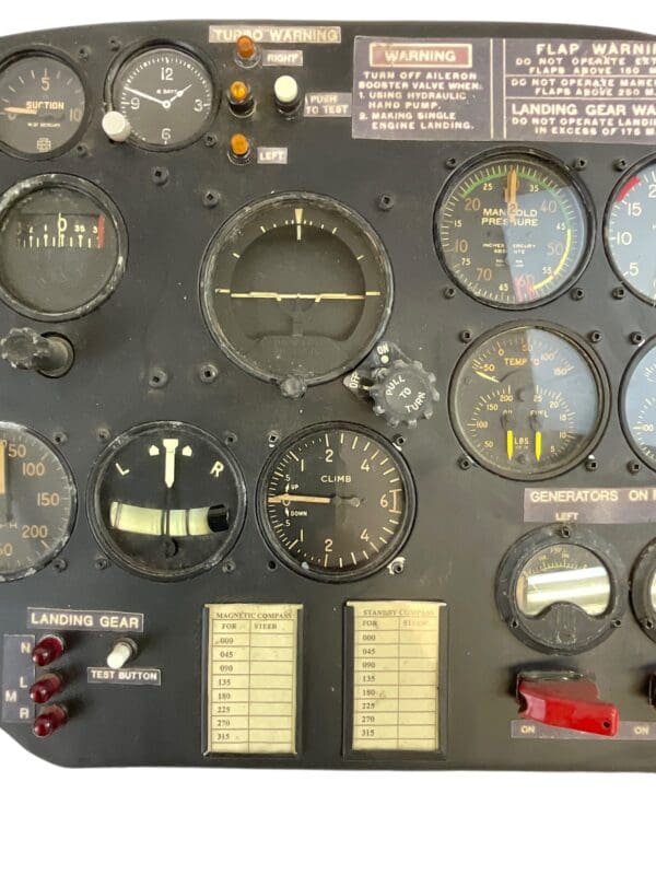 WW2 US USAAF P38 Lightning REPRODUCTION Instrument Panel with Original Instruments