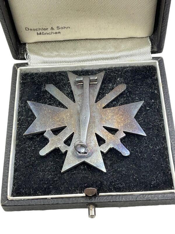 WW2 German War Merit Cross with Swords 1st Class in Case Maker 1 Deschler - Image 3