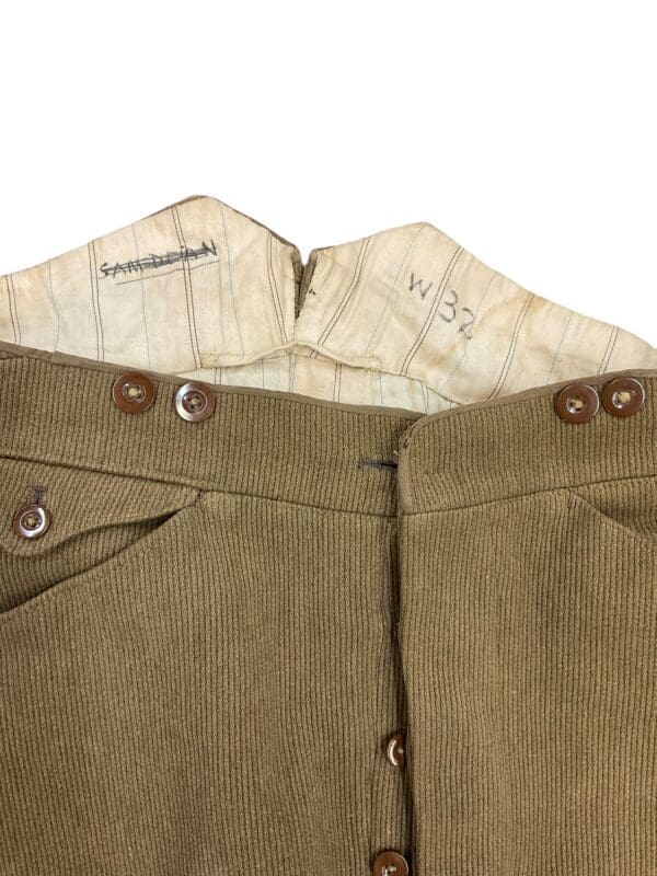 WW1 Canadian Corduroy Officers Riding Breeches 32 Waist - Image 3