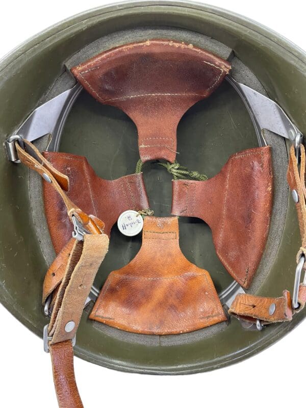 Swiss Model 1971 Steel Helmet Complete with Chin Strap Named - Image 6