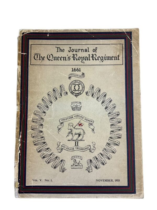 British Army Journal Queens Royal Regiment November 1933 Reference Book