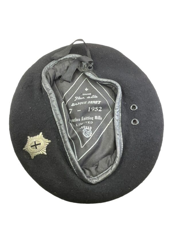 Canadian Armoured Corps GGFG Foot Guards Black Beret Dated 1952 Size 7