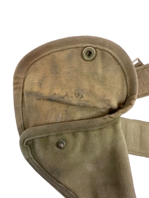 WW2 Canadian P37 Web Belt Holster and Ammo Pouch C Broad Arrowed - Image 3