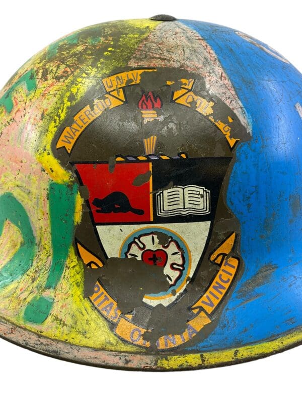 WW2 Canadian COTC University of Waterloo Mk 2 Steel Helmet with Graffiti - Image 3