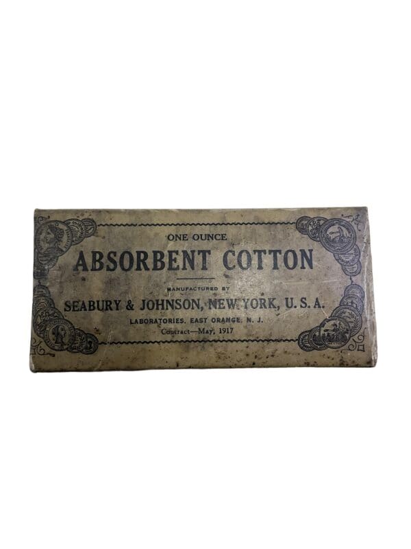 WW1 US AEF Absorbent Cotton Dressing First Aid Sealed in Container