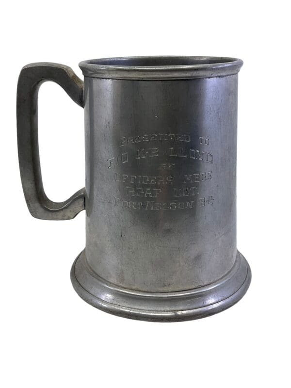 Canadian RCAF Presentation Pewter Mug F/O Lloyd Fort Nelson BC