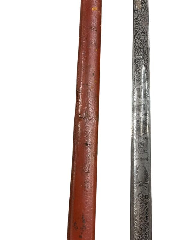 British 1892 Pattern Infantry Officers Sword with Leather Scabbard Edward 7th - Image 3