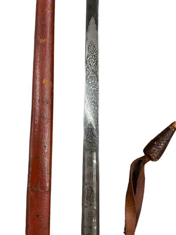 British 1892 Pattern Infantry Officers Sword with Leather Scabbard Edward 7th - Image 6