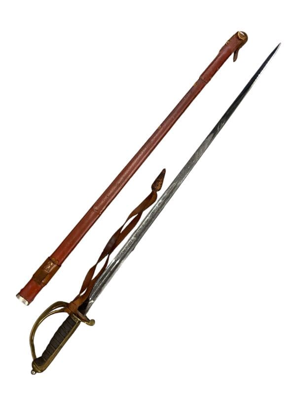 British 1892 Pattern Infantry Officers Sword with Leather Scabbard Edward 7th