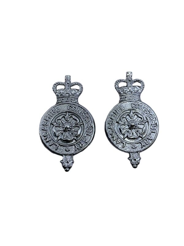 British Lancashire Constabulary Police Collars Insignia Pair