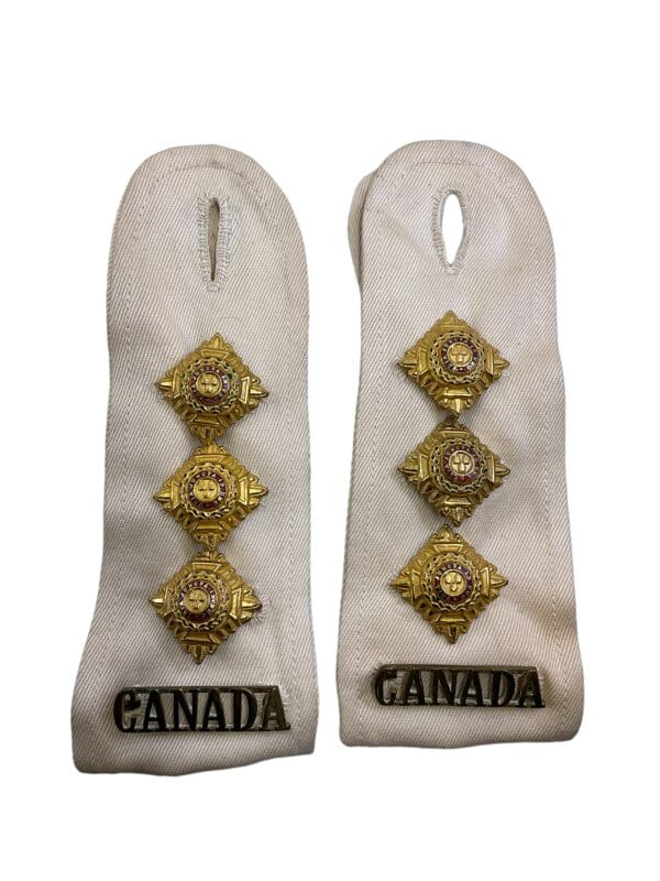 Canadian Army Captain Mess Dress White Shoulder Boards Slip On Pair