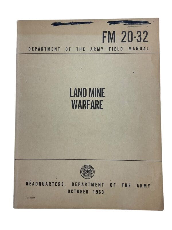 US Army Land Mine Warfare 1963 Training Manual