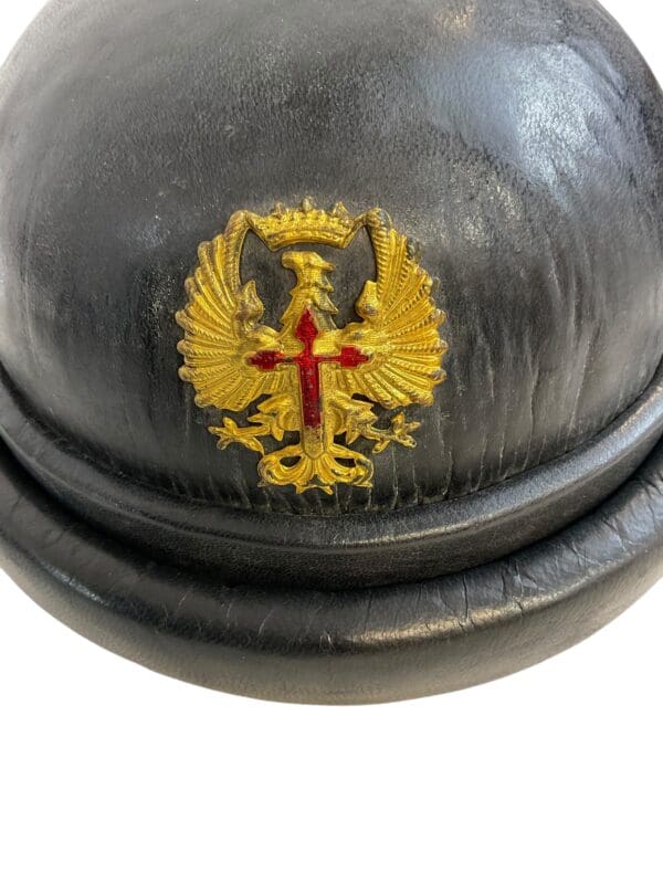 WW2 Spanish Leather Tankers Armoured Helmet - Image 3