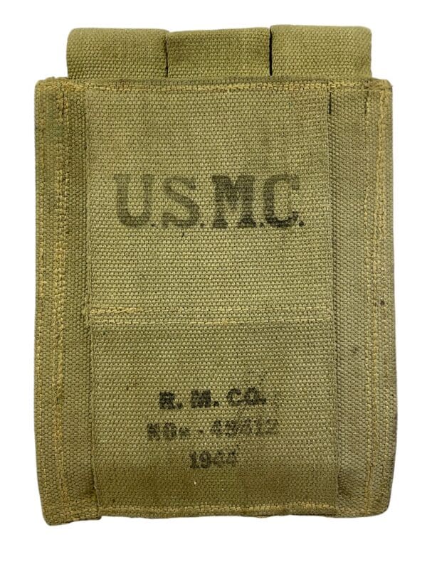 WW2 US USMC 3 Cell Thompson SMG Mag Pouch Dated 1944